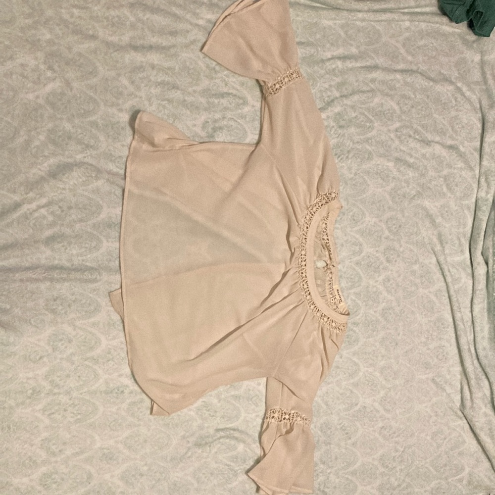 Cute cream see-through blouse